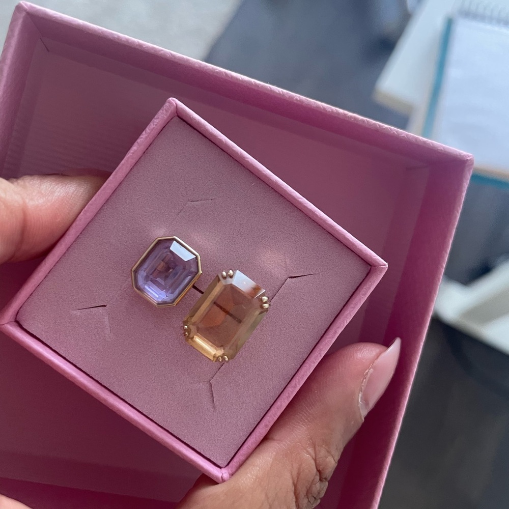 Swarovski Gold and Purple Crystal Earrings
